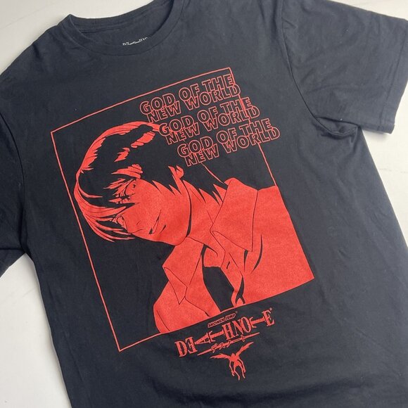 Death Note Men T-Shirt M Black Red Amane Anime Graphic God Of The New World - Picture 2 of 10
